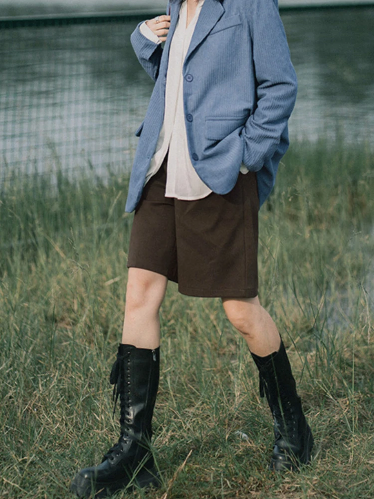 

S-4XL Широкие шорты женские свободные для отдыха BF унисекс осенние базовые однотонные штаны винтажные минимализм универсальная уличная стильная одежда