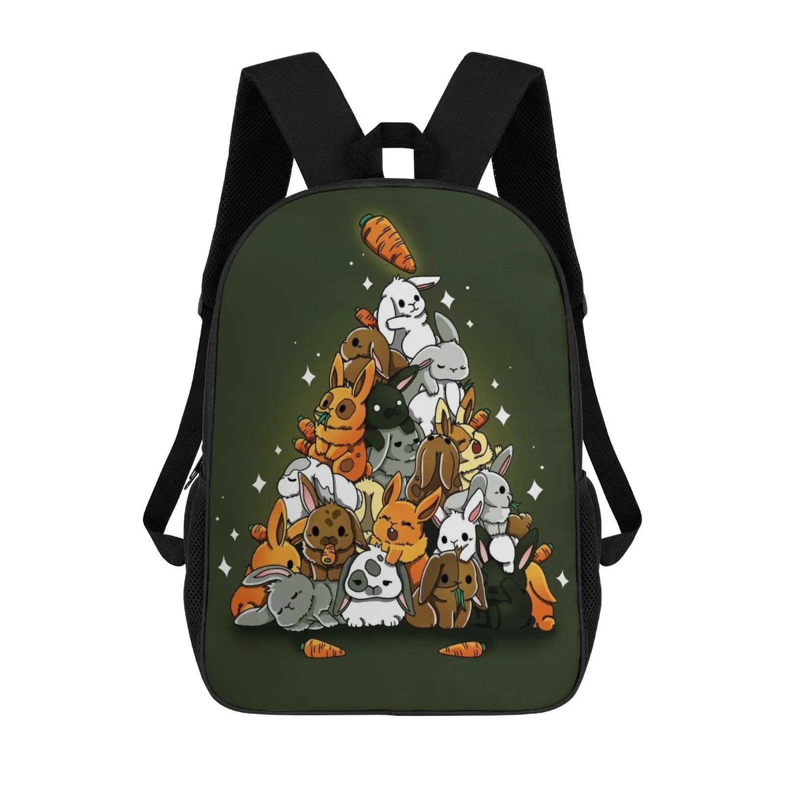 

Rabbit Xmas Tree Backpack Printed Zipper Backpack Book Bag Girls' School Backpack 17 Inch School Backpack Bag