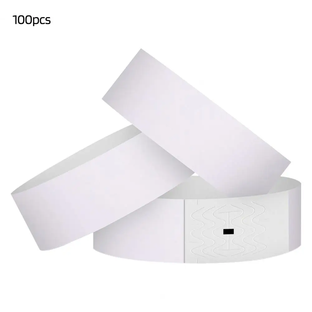 Braceletes sintéticos impermeáveis da impressão brilhante do papel, identificação descartável para eventos do divertimento, 100 PCes