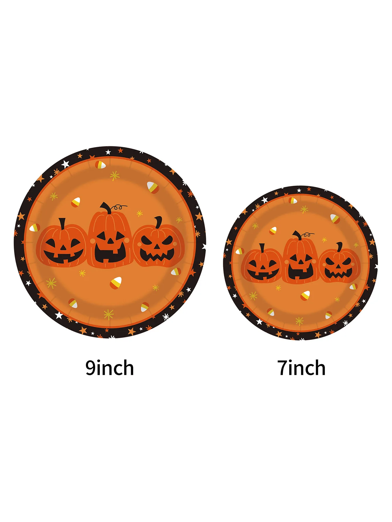 Halloween Tableware Set, Pumpkin Ghost Star Print Plates Cups Napkins Kids Party Table Decor Supplies