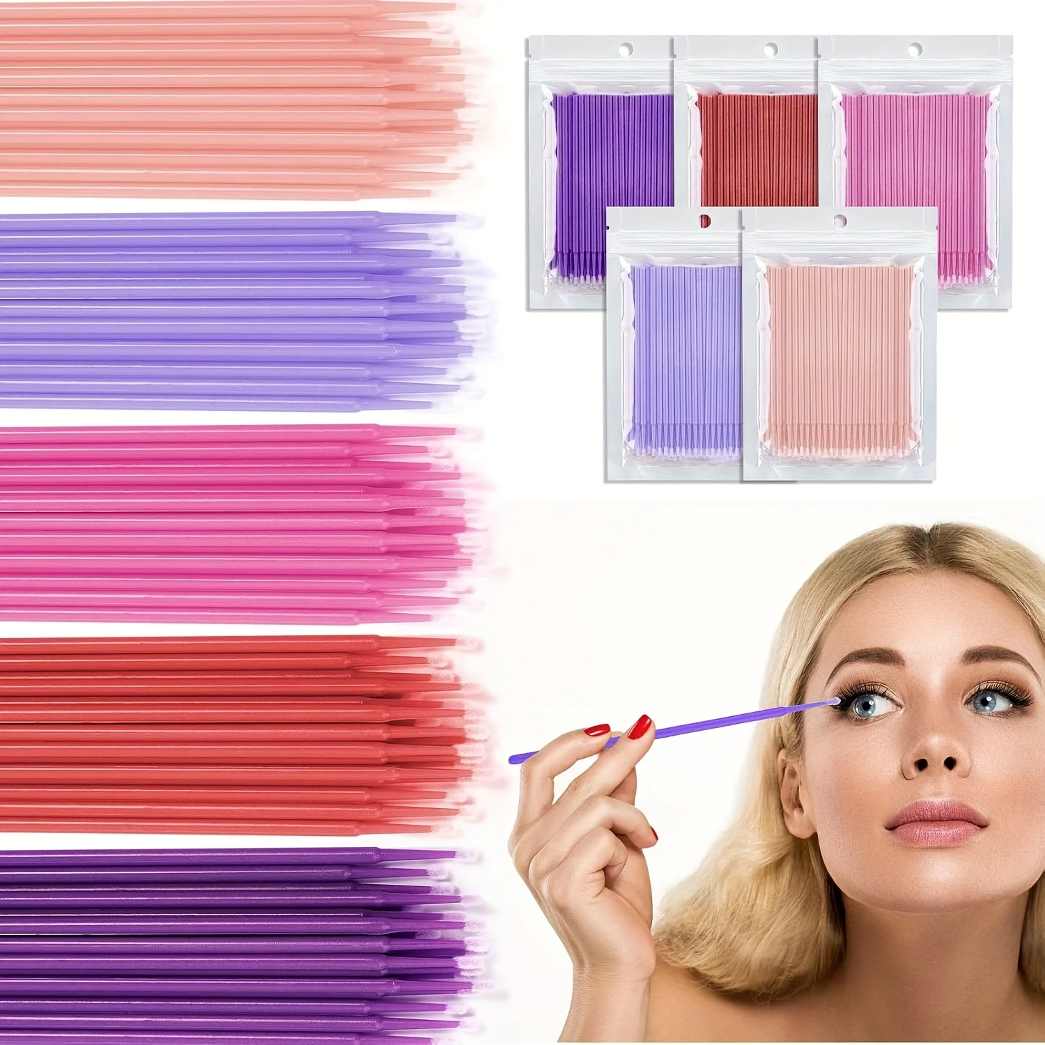 300PCS Disposable Micro Applicators Brushes for Lash Extensions, Dental Applicators Brush Micro Swabs Applicators Micro Eyelash