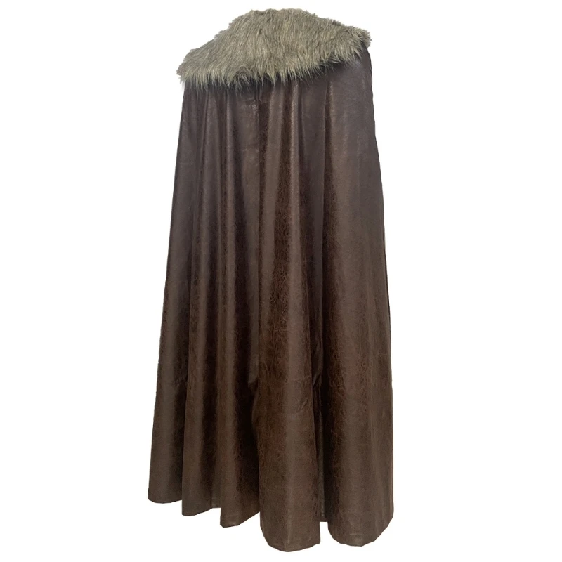 340D Multiuse Knight Costume Cloak with Warm Faux Furs Collar for Theme Event and Music Festival Gathering Dressingup