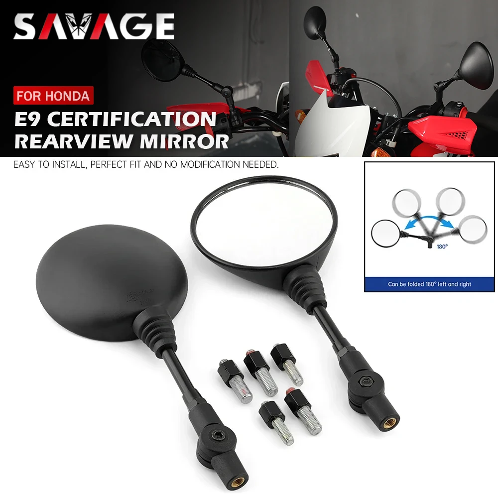 E9 Rearview Mirrors For HONDA XRE 300 XR 650 600R 400 250 Motard CRF 250L 300L Rally Motorcycle Adjustable Side Rear View Mirror