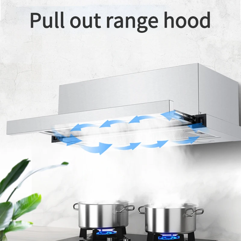 Range Hood For Kitchen Rental RoomTop Suction Kitchen Drainage Kitchen Ventilator Large Suction Exhaust Hood Pull  Easy to Clean