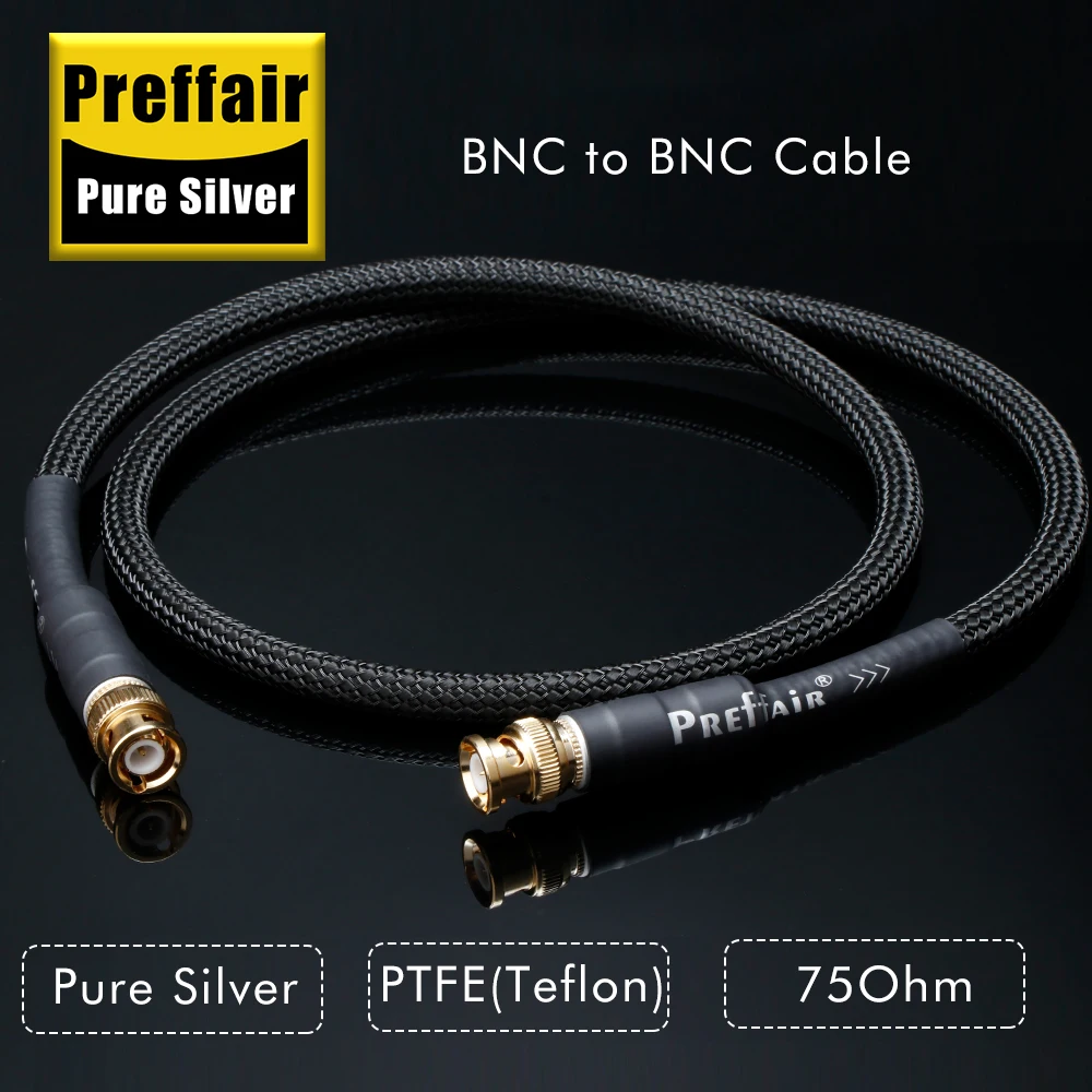 

Preffair Pure Silver 75ohm 18AWG BNC Digital Coaxial Cable HD Audio Video Cable DI Radio Frequency SMA with 50ohm BNC Plug