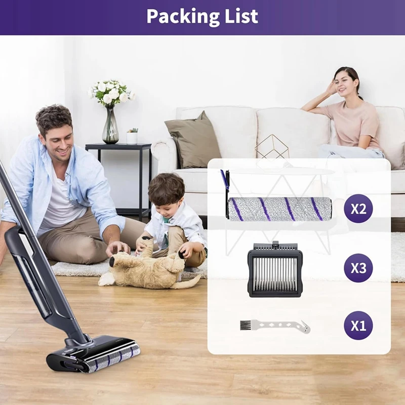 Сменные аксессуары ABUD для Narwal S20 Pro — включают роликовые щетки и фильтры HEPA для пылесоса влажной и сухой уборки.