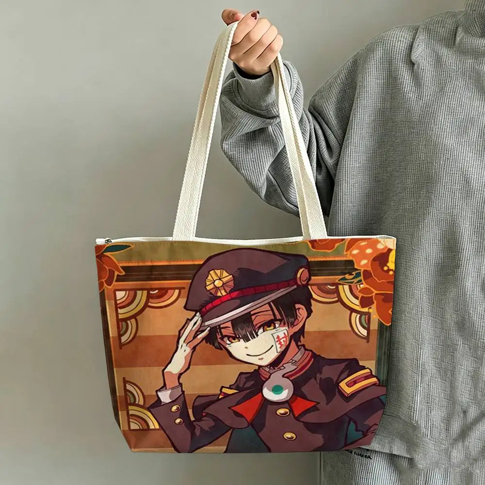 Cartoon Toilet-bound Hanako-kun   Printed Canvas Tote Bag Shoulder Bag Commuter Mommy Shopping Bag