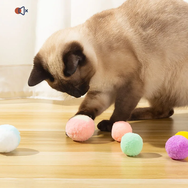 12pcs Colours Plush Ball Cat Toys Funny Training Mute Ball Soft Cat Toys Cleaning Teeth Interactive Kitten Toys Pet Supplies