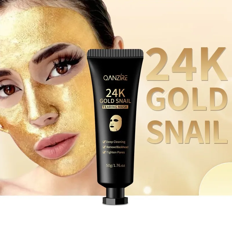 24K Gold Snail Peeling Face Mask Anti Wrinkle Whitening Deep Cleansing Blackhead Removal Facial Tear Off Mask Skin Care Products