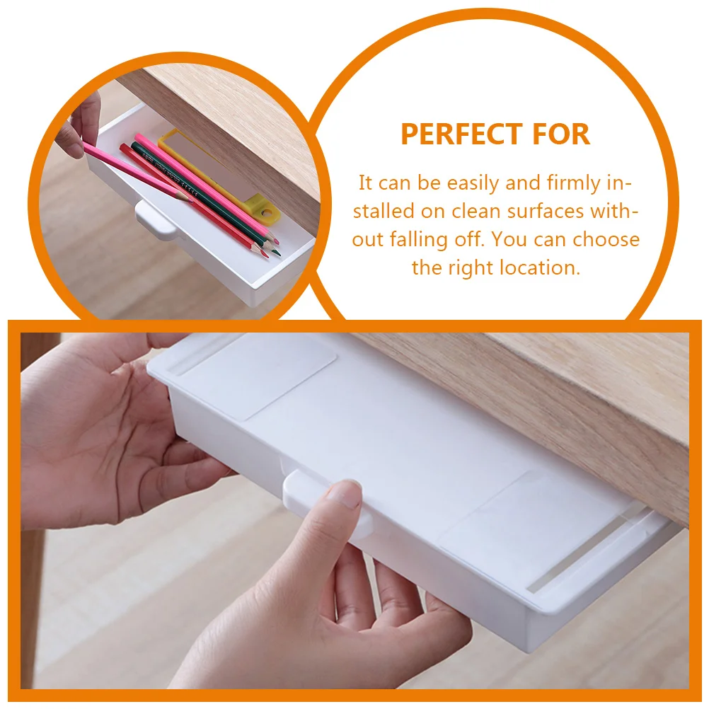 2Pcs Under Desk Organizer Box Multi-Functional Storage Drawer for Desk Accessories Makeup Jewelry Lipstick Remote Control