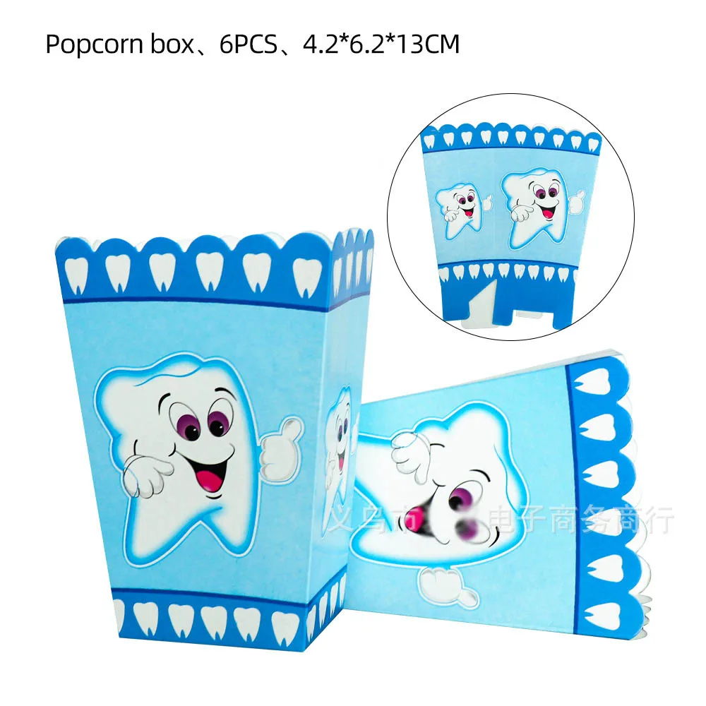 Blue Teeth Theme Birthday Party Decorations Disposable Tableware Boy\'s First Tooth Baby Shower Plates Napkins Cups Banners