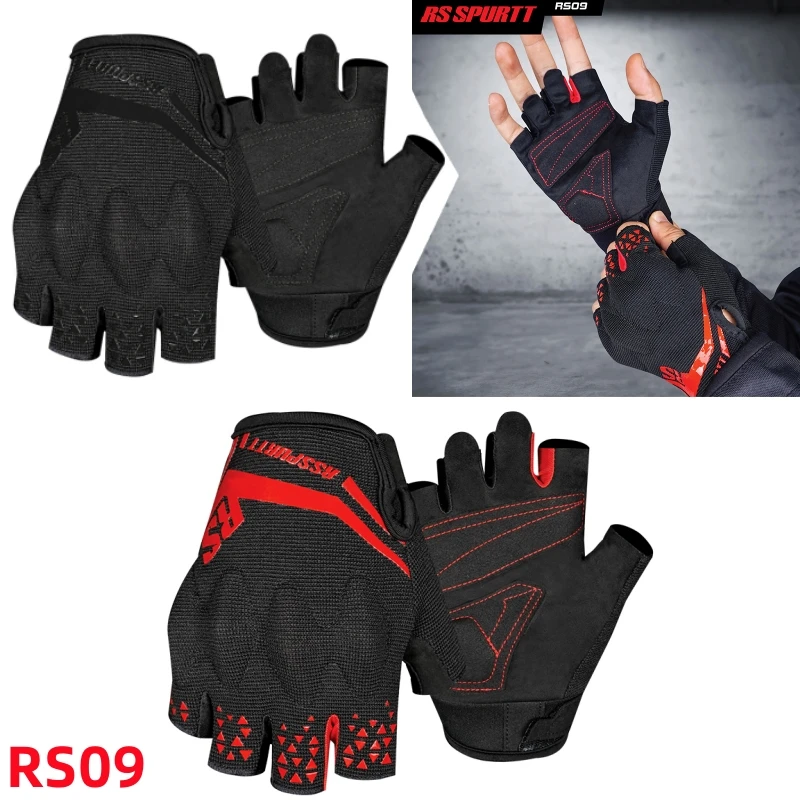 

RS Summer Motorcycle Half Finger Gloves Men Women Black Red Thin Breathable Anti Fall Wear Resistant off Road Riding Gloves