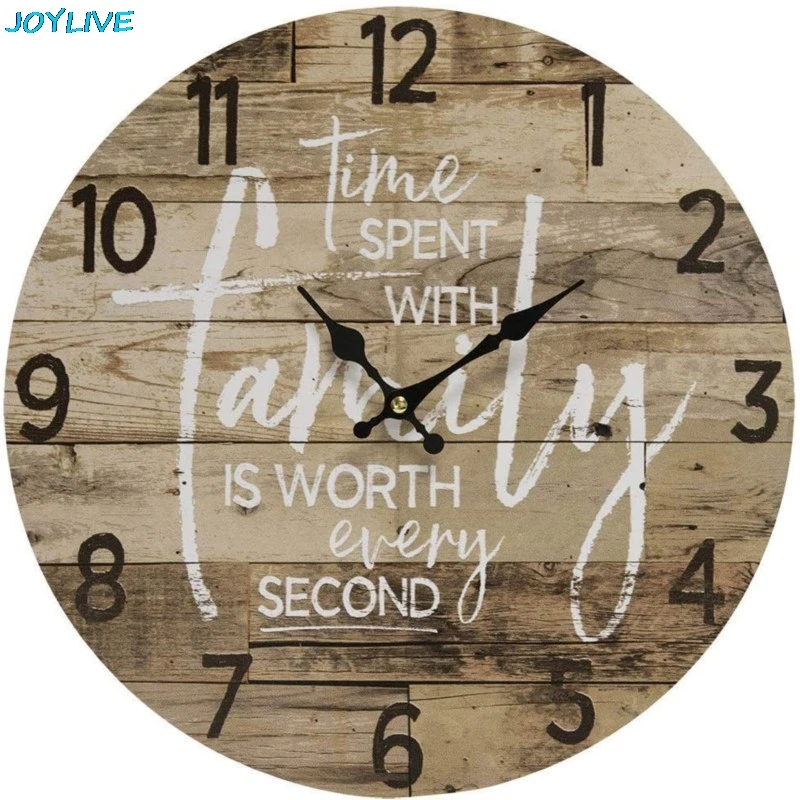 

Nordic Living Room Vintage Wall Clock Household Wooden Circular Clock Dining Room Horizontal Silent Creative Hanging Watch