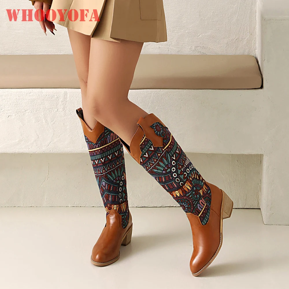 

2025 New Winter Leisure Yellow Black Women Mid Calf Riding Boots Round Toe Med Block Heel Lady Shoes Plus Big Size 110 43 46