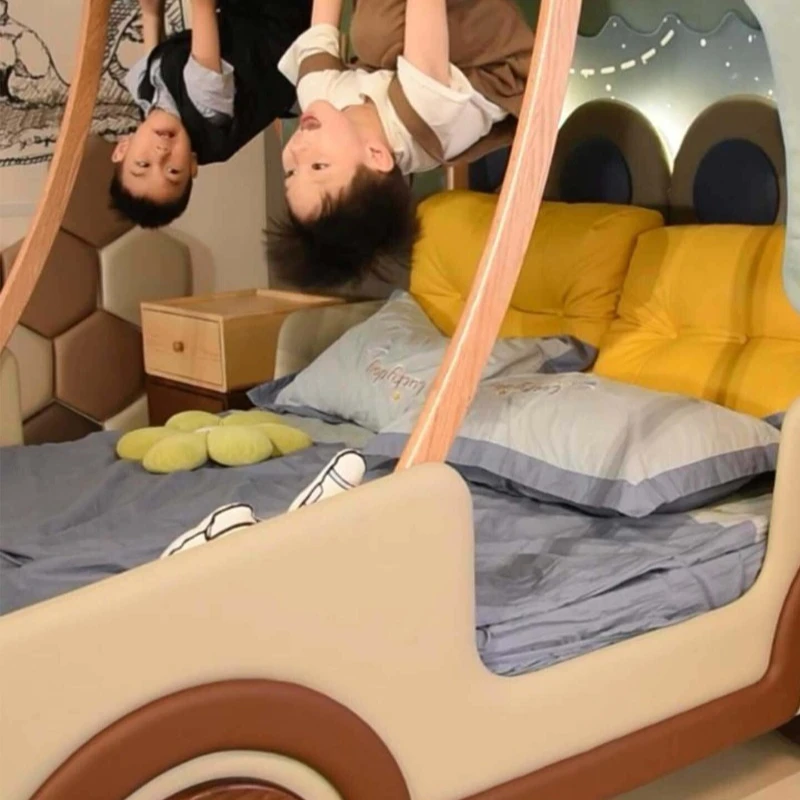 

Solid wood children's bed car bed creative with guardrail bedroom boys sports car tent tree house bed