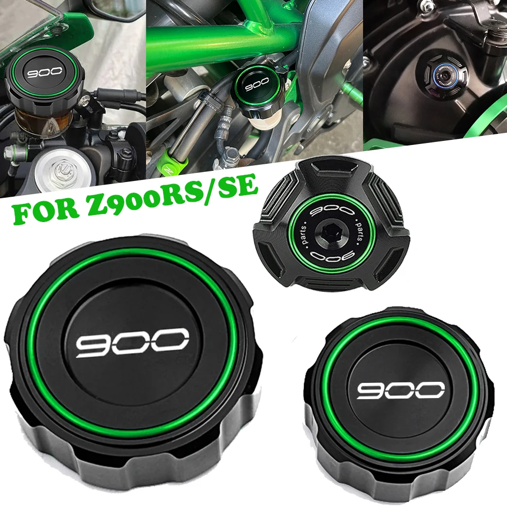 For KAWASAKI Z900 RS SE Z900SE Z900RS 2017-2024 2025 Motorcycle Front Rear Brake Fluid Reservoir Cover Engine Oil Filler Cap CNC