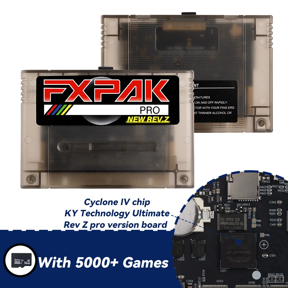 أحدث KY Ultimate Rev. Z لخرطوشة FXPAK Pro لوحدة تحكم ألعاب الفيديو SNES/SFC 16 بت مع بطاقة SD 16G وشريحة Cyclone IV