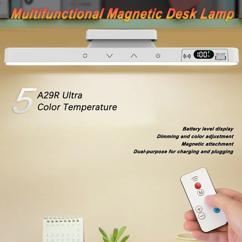 Multifunctional Touch Table Lamp Magnetic Desk Lamp Bulit-in Rechargeable Battery for Reading Cabinet Mirror Bedside Night Light