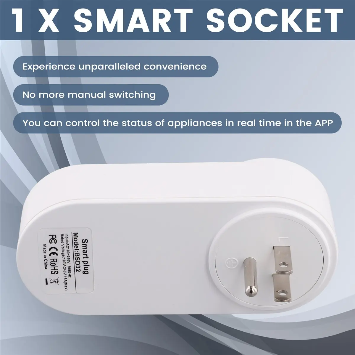 

Y69A Smart Socket WiFi Plug 16A 2-Hole USB+Type-C Outlets 65W Remote Control Compatible Alexa US Plug