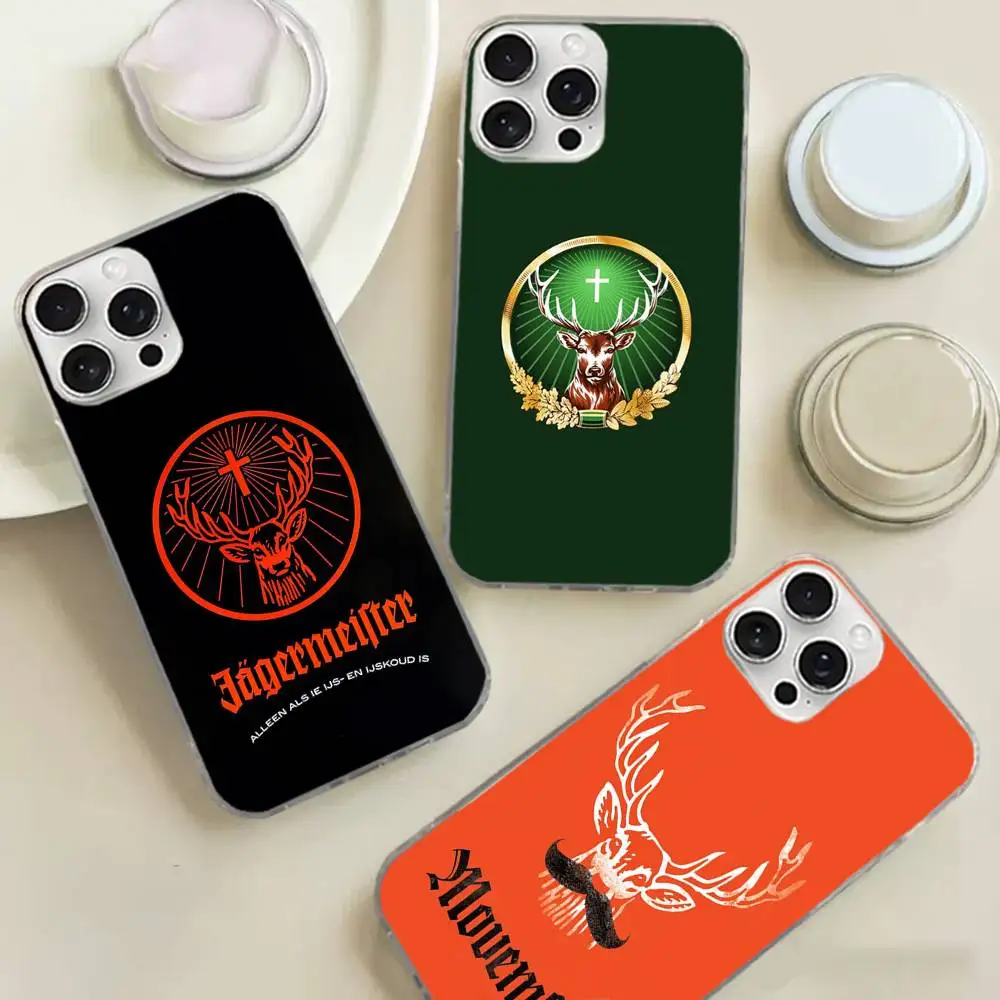 

German Wine J-Jagermeister Logo Silver Gradient Pleated Water Ripple Phone Case for IPhone 17 16 15 14 13 12 11 Pro Max