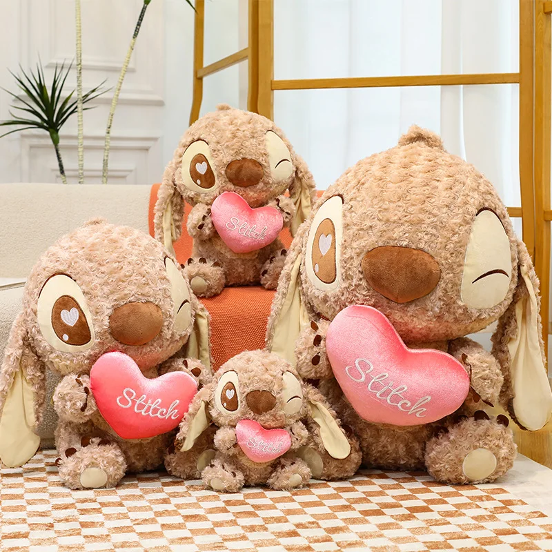 

2025 Disney New Chocolate Stitch Plush Toy Lovely Hold Your Heart Plush Stuffed Dolls Childrens Comfort Toys Birthday Present