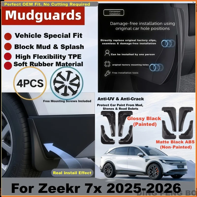 For Zeekr 7x 2025 2026 Car Styling Front And Rear Mudguard Cover Car Mudguard Splash Guard Fender Mudflap Plate Accessories