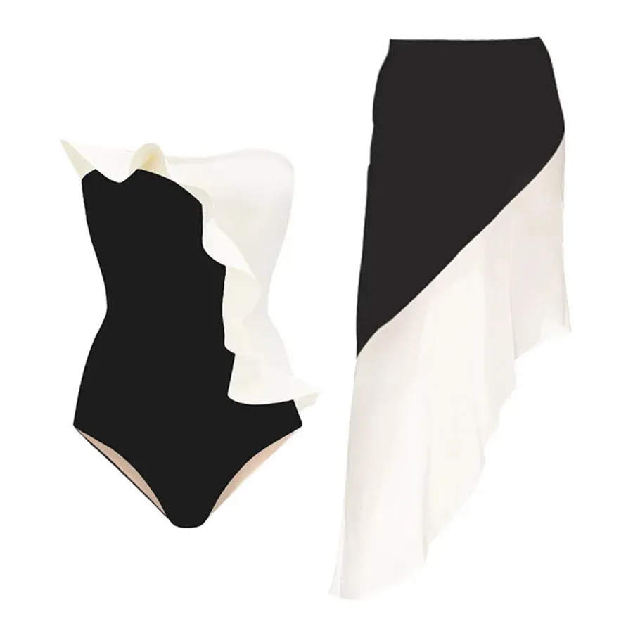 

2023 New Sexy Bal Color Blo Piece Swimsuit Women's Tight Thermal Vaion Swimwear Surfing Suit No Sve No Pad