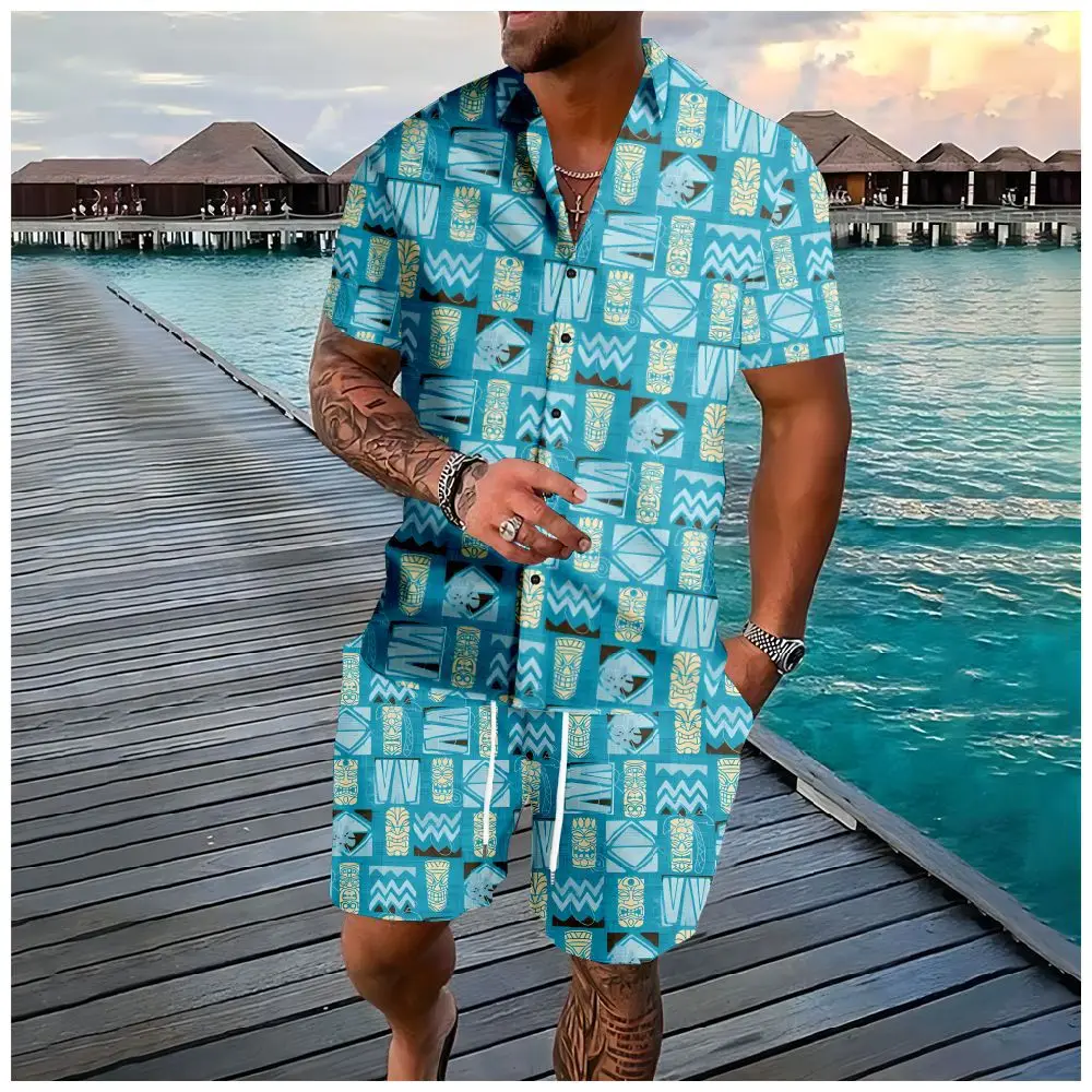 Tribal Totem 3D Printing Men's Clothing Hawaiani Button Shirts Shorts Summer Pattern Colorful Beach Hipster Streetwear Sets