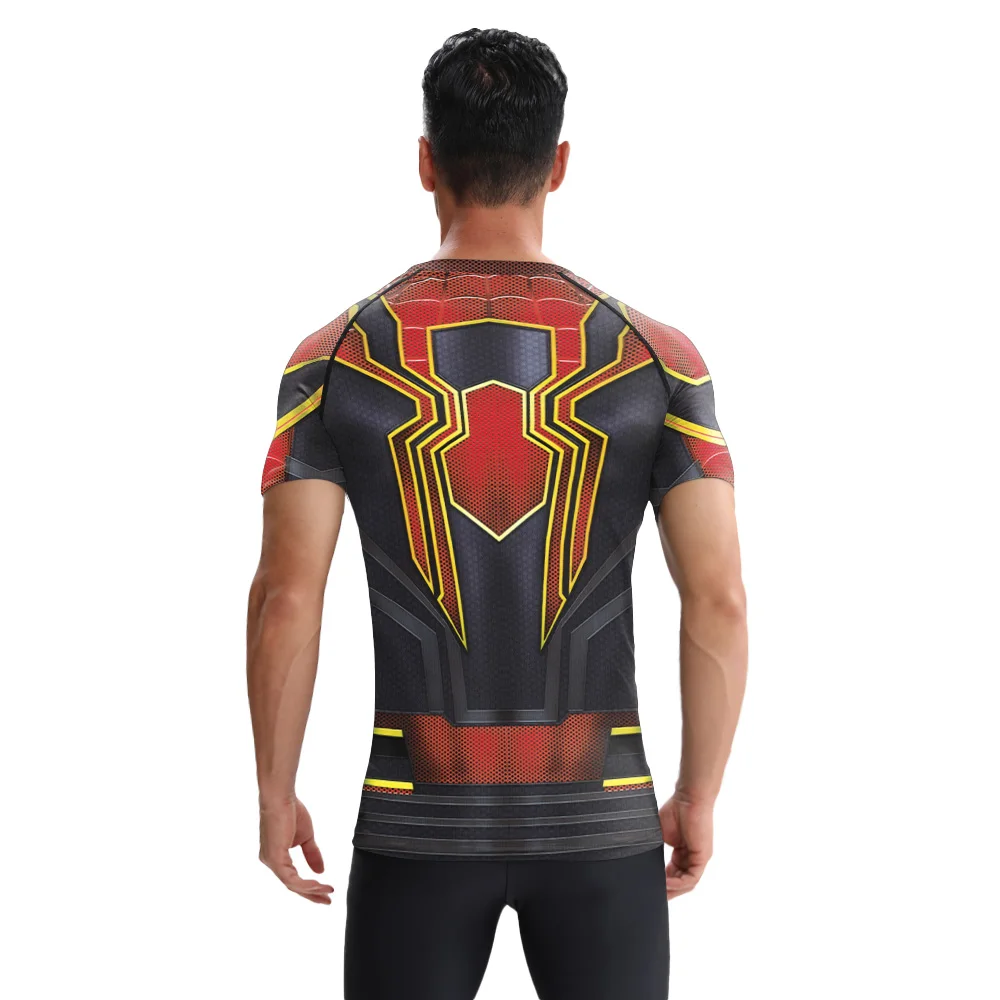Мужская рубашка с 3D цифровым принтом паука, уличная мода, футболки серии пауков, летняя футболка с короткими рукавами, мужская компрессионная одежда