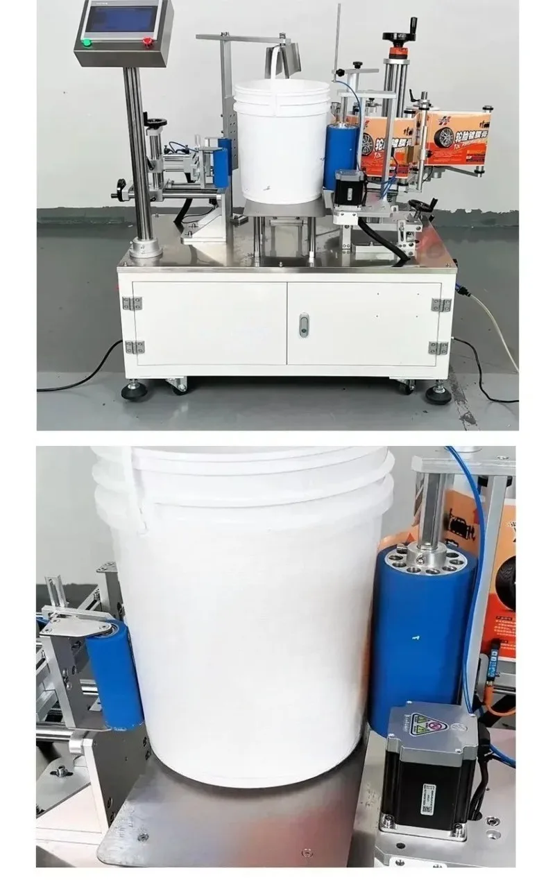 Semi-Automatic Large Diameter Conical round 5 Gallon Bucket Labeling Machine Self-Adhesive Sticker Big Size for Business