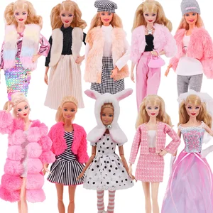 Mantel und Hautkleid für Barbies, ungezwungene Puppenkleidung, Kleidungszubehör, Plüschjacke, Promi, Kindergeschenk, 11.8 12 Hauptverkäufe Barbie Kinderkleidung - №2