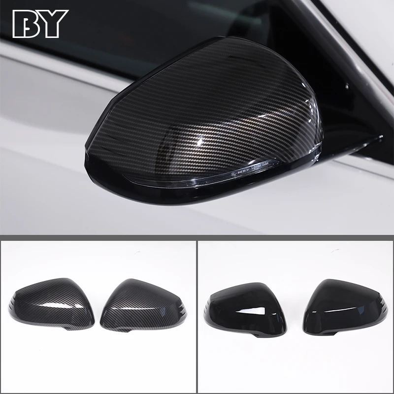 

For BMW X1 iX1 U11 2023-2024 LHD ABS Carbon Fiber/Black Car Rearview Mirror Cap Cover Trim Sticker Car Accessories