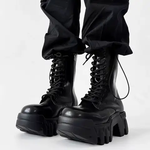 2025 टूलींग हाई टॉप पुरुषों और महिलाओं के लिए प्लेटफ़ॉर्म टैंक लॉन्ग ट्यूब टाइड बिग हेड इनर हाइटेनिंग लोकोमोटिव बुलडोज़र बूट्स 10 best sales पुरुषों के प्लेटफ़ॉर्म बूट - №9