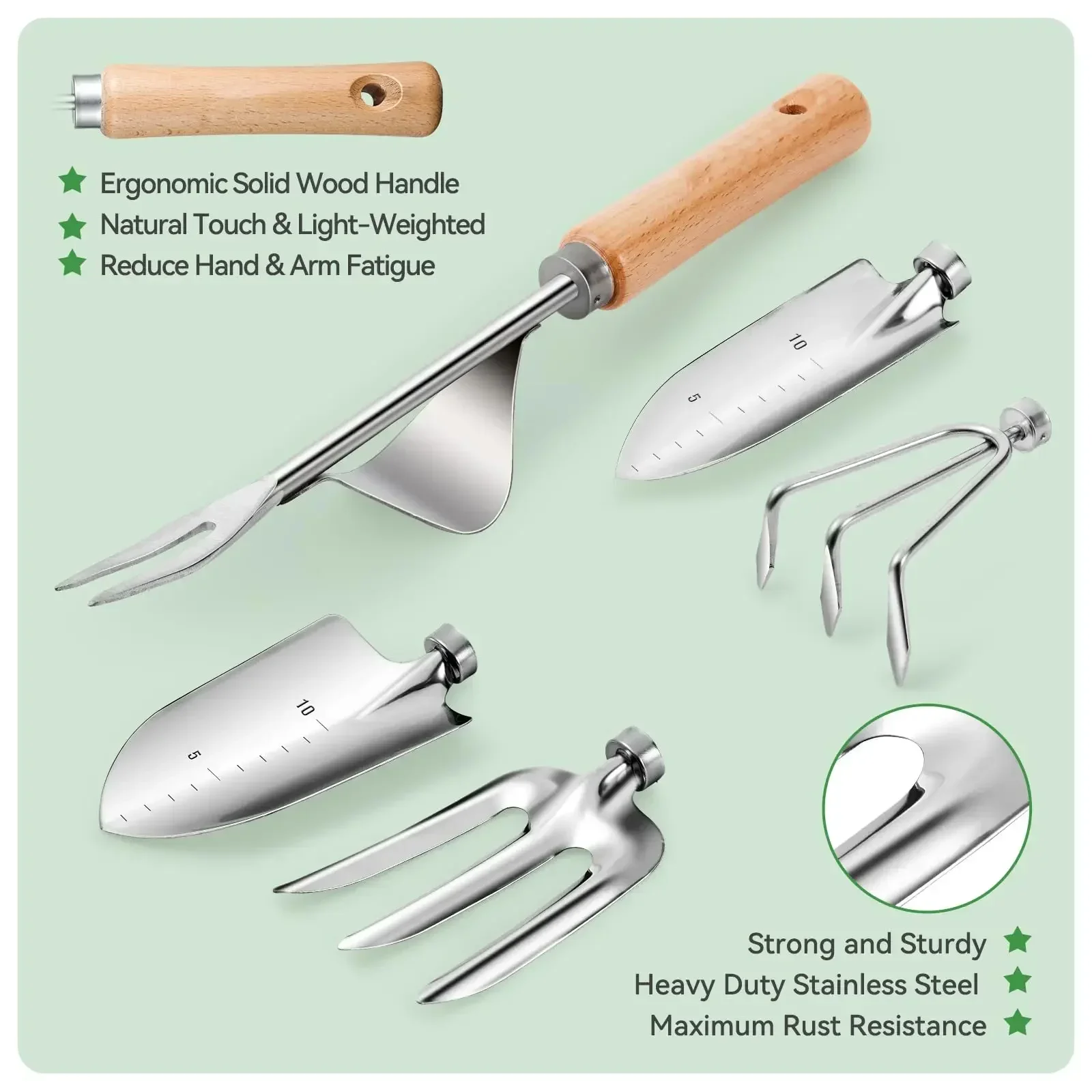 Gardening Tools 9-Piece Heavy Duty Gardening Hand Tools Durable Organizer Handbag,Rust-Proof Combination Garden Tool Set