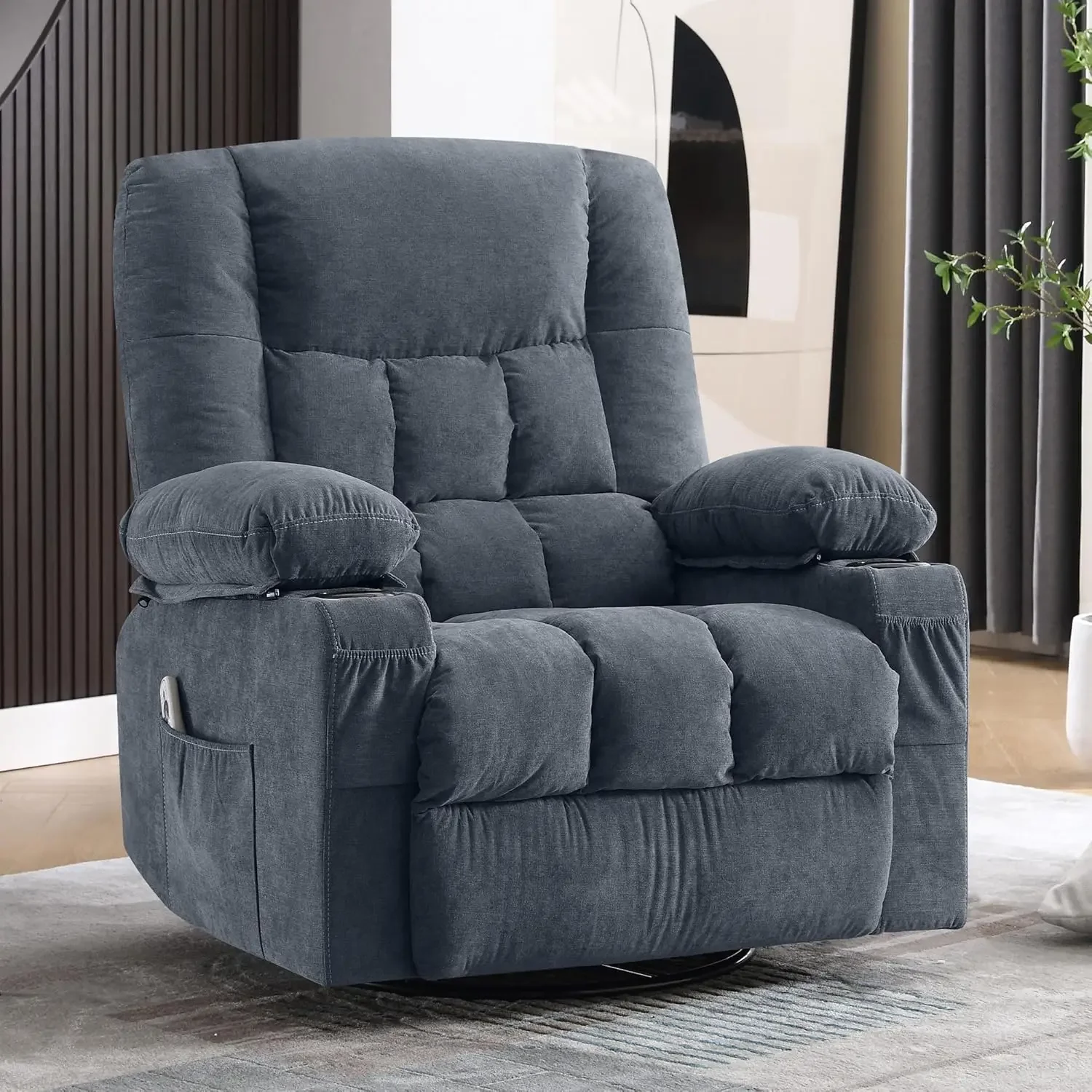 Swivel Rocker Recliner Chair with Vibration Massage and Heat Ergonomic Lounge for Living Room with Rocking