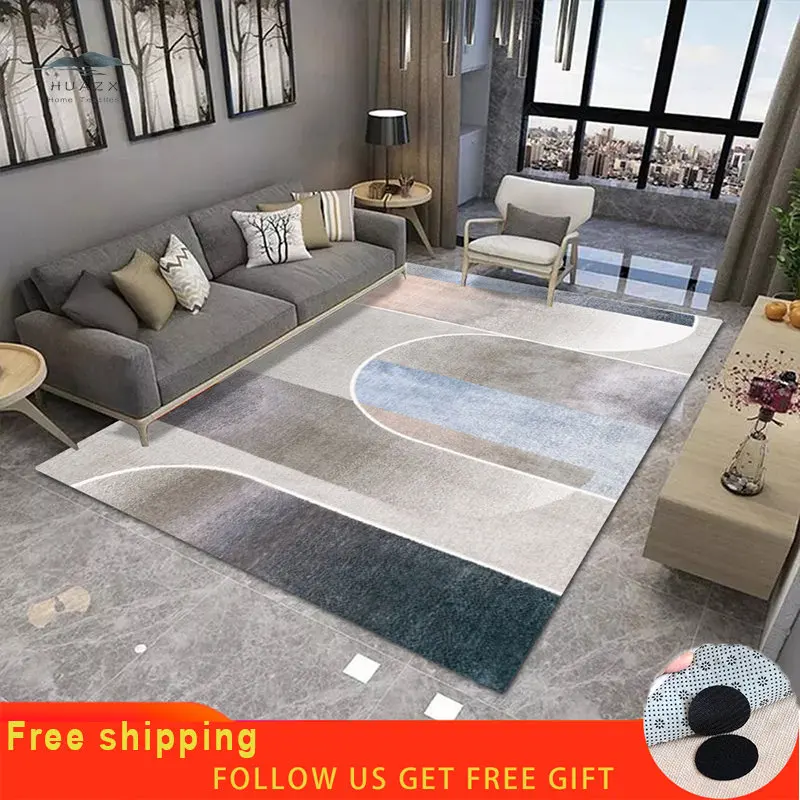 

Light Luxury Style Rug Mediterranean Bedroom Living Room Carpet Geometric Printing Rugs Home Non-slip Mats Entry Porch Door Mat