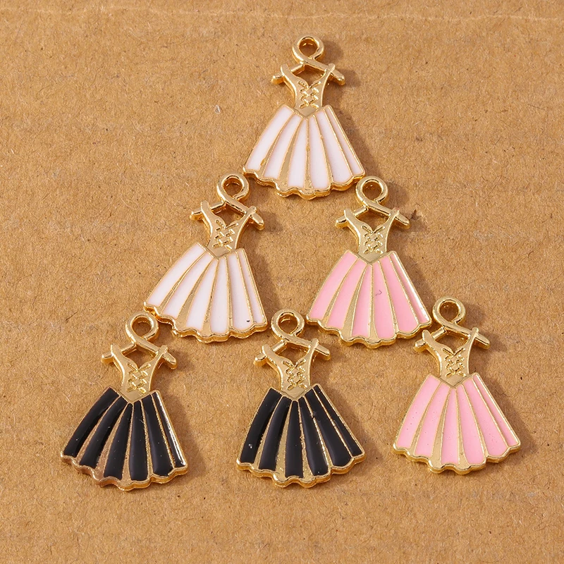 10pcs Pretty Enamel Princess Dress Charms Pendants for Jewelry Making Necklace Earrings Bracelet DIY Accessories Supplies