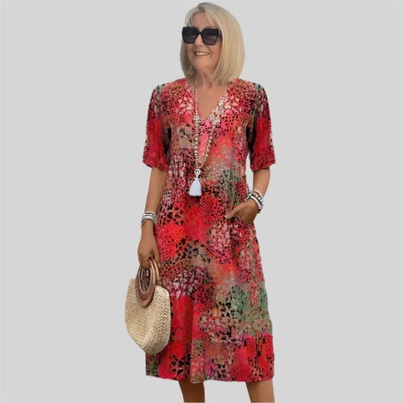 Retro Printed V-Nec… - image