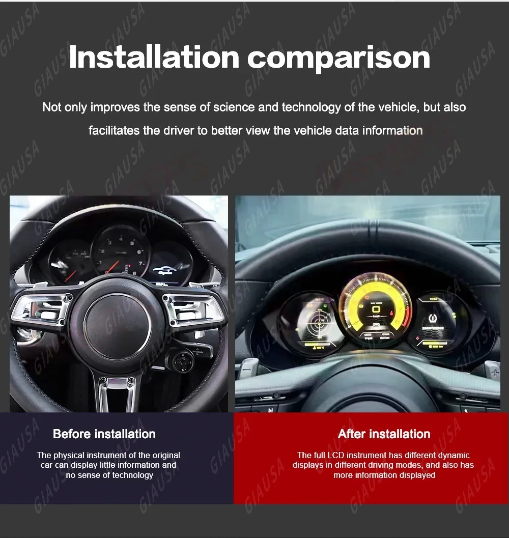 MZ Car Virtual Cockpit Digital Instrument Cluster For Porsche 987 Boxster Cayman 2005-2012 LCD Dashboard Speedometer Linux Panel