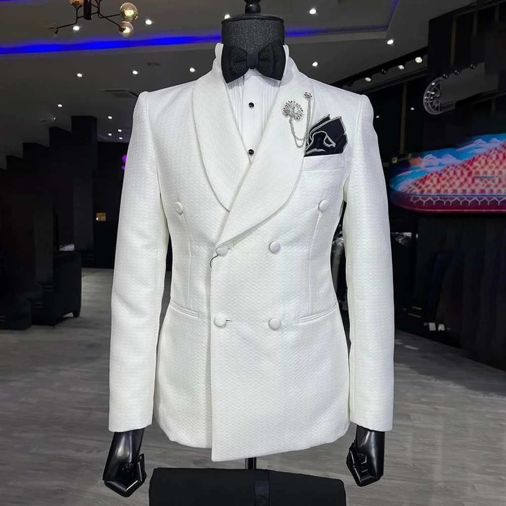 

High Quality Men's Suits Formal Double Breasted Shawl Lapel Slim Fit 2 Piece Jacket Pants Wedding Customzied Outfits Blazer