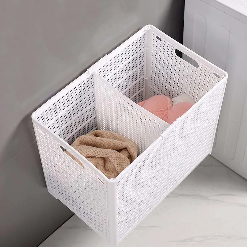 New 2023 Folding Laundry Basket Sundries Container With Lid Partition Laundry Foldable Dirty Clothes Basket Bathroom Storage - Image 5
