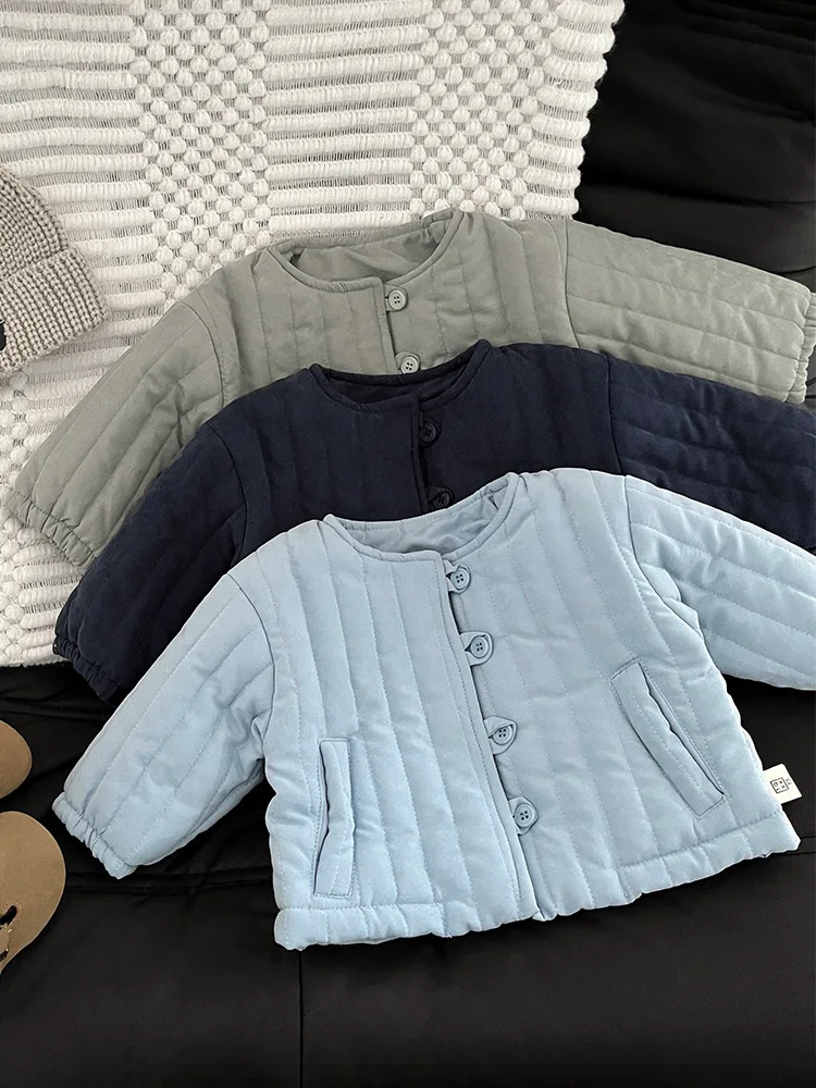 2025 Winter New Baby Long Sleeve Warm Coat Plus Velvet Thick Infant Girls Fleece Coat Boys Cotton Padded Jacket Toddler Clothes
