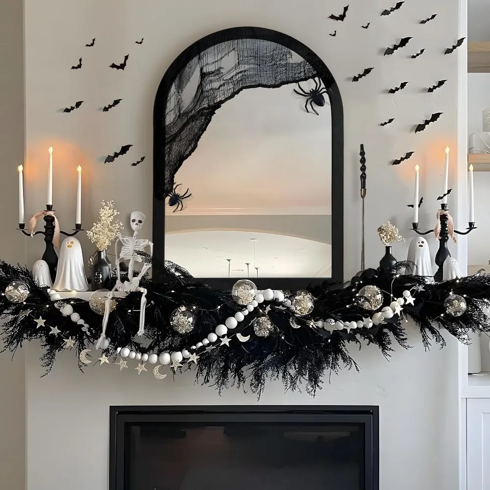 ديكورات الهالوين الداخلية: مرآة شبح الهولوغرام، 31.5 × 21.6، مع جهاز تحكم عن بعد وأشباح معلقة على الحائط مخيفة