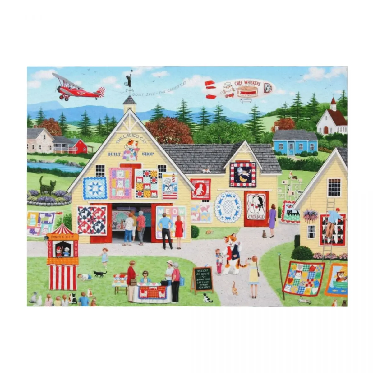 

The Calico Cat Quilt Shop Throw Blanket blankets ands Luxury Designer Moving Plush Blankets