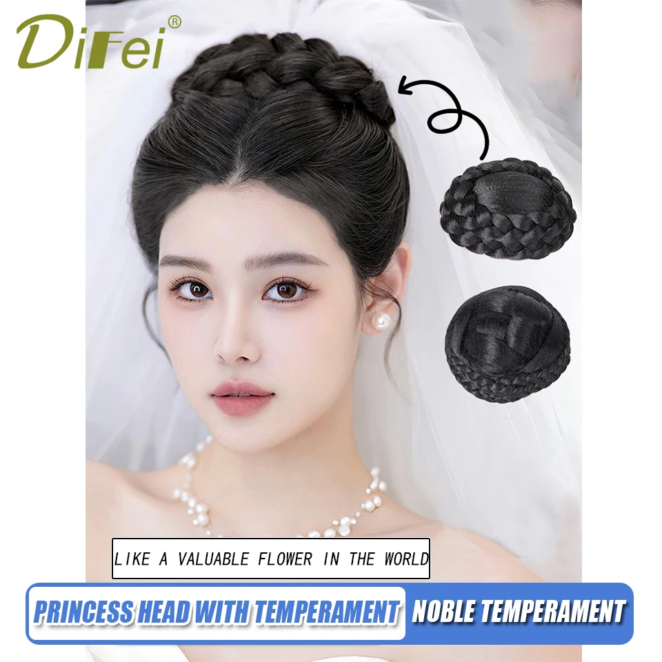 DIFEI-Perruque synthétique avec tête de balle pour fille, coiffure de princesse, robe de mariée, contrat de marijuana