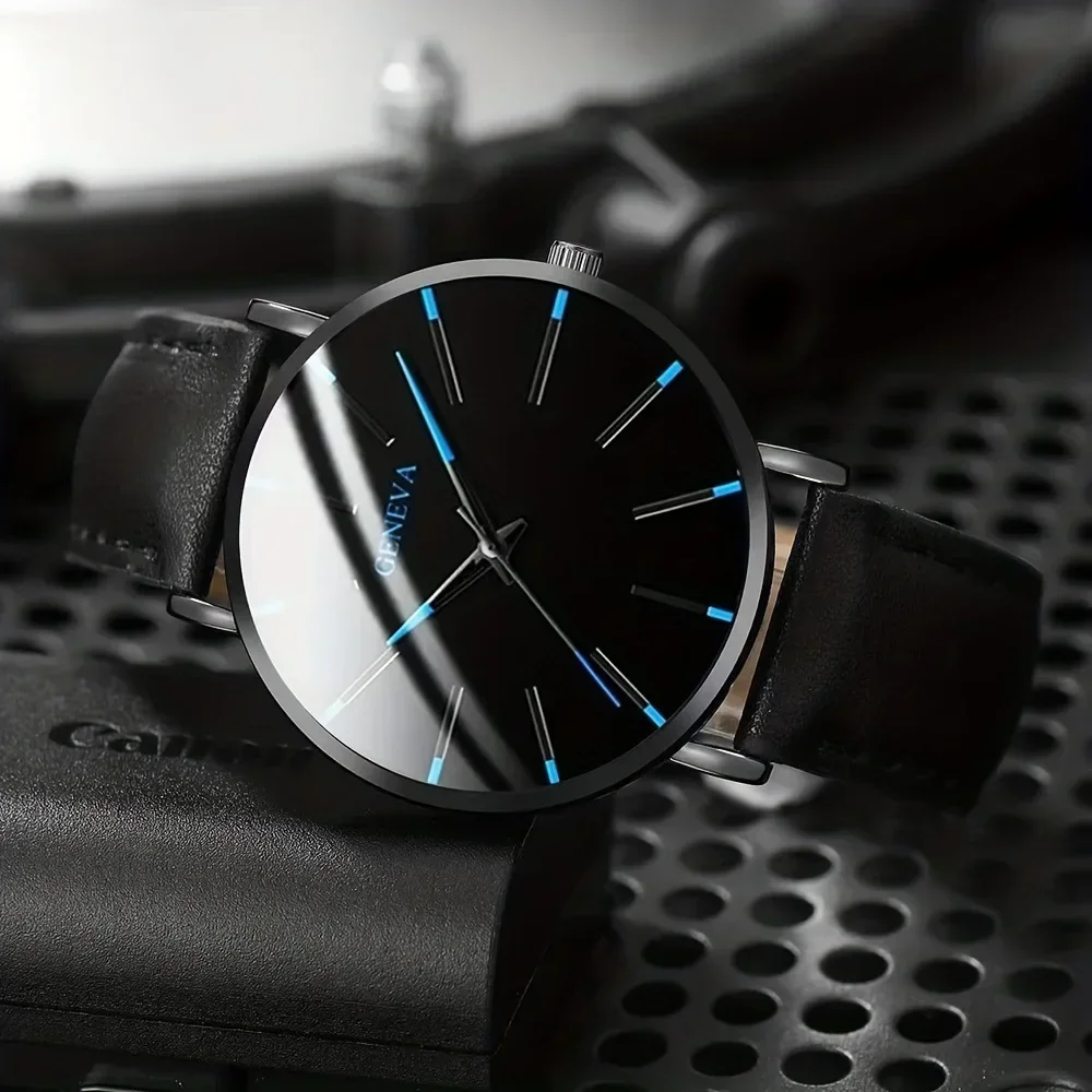 

Модные и стильные мужские деловые часы, минималистичные мужские роскошные повседневные часы с имитацией кожи и кварцевым механизмом, мужские подарки.