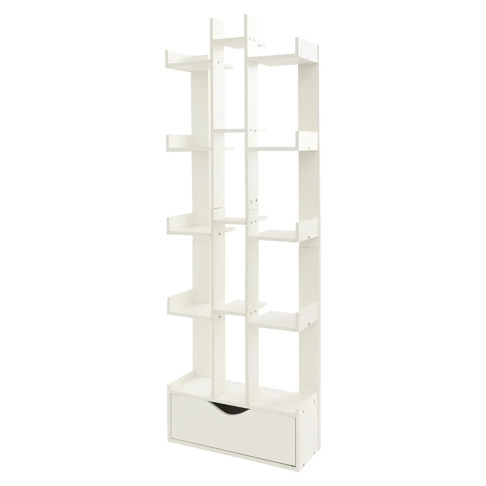 

KOLHGNSE Книжный шкаф с открытой полкой, 15 отделений, напольные полки, витрина для книг, современный стиль фермерского дома, организация хранения