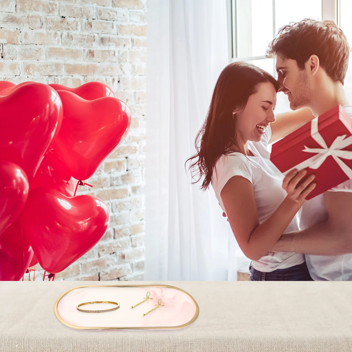 

1 шт. розовый керамический поднос для ювелирных изделий изысканное мастерство экологически чистый материал простой дизайн доступный свадебный подарок