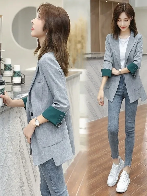 

Slim Fit Casual Style Single Button Women's Suit Jacket New Arrival Korean Version Trendy Top for Autumn Commuting