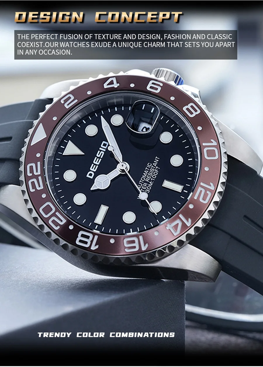 Deesio Automatische Mechanische Uhr für Herren 41mm 316L Edelstahl Uhr Leuchtende Zeiger 30M Wasserdicht Kostenloser Versand – Detail 3